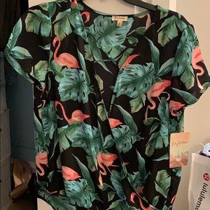 Tropical flamingo short sleeve top